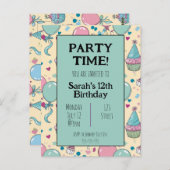 カラフルでパーソナライズされた誕生日招待状 ポストカード (正面/裏面)