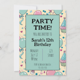 カラフルでパーソナライズされた誕生日招待状 招待状