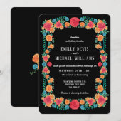 カラフルでビビッドなフラワーメキシコフィエスタの結婚式 招待状 (正面/裏面)
