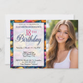 カラフルでビビッドなポピー 18歳の誕生日 招待状 (正面)