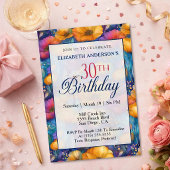 カラフルでビブラントなポピー花の30歳の誕生日 招待状