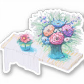 カラフルでビブラントな花束 シール (正面)
