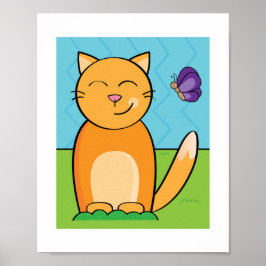 カラフルでボールドな猫のイラスト | 子供部屋 ポスター