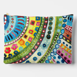 カラフルでポップなヒッピーの抽象画 アクセサリーポーチ