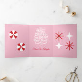 カラフルでポップなレトロ風カスタマイズ可能クリスマスカード 三つ折りクリスマスカード (内部)