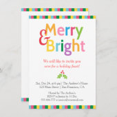 カラフルでメリーで、明るいクリスマス・パーティ 招待状 (正面/裏面)