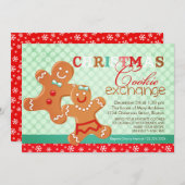 カラフルでモダンなクリスマスのクッキー交換交換 招待状 (正面/裏面)