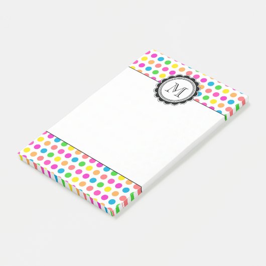 カラフルでモダンな水玉模様のおもしろいパターン ポストイット (アングル)