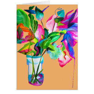 カラフルでモダンな花柄の花の水彩画