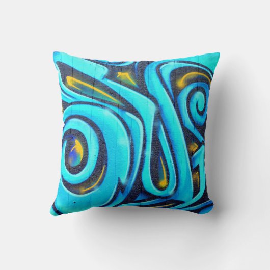 カラフルでモダンな落書きの通りの芸術の絵画 クッション (裏面)