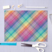 カラフルでモダンな虹の格子縞は縞で飾ります 薄葉紙 (クラフト)