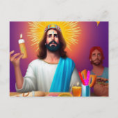 カラフルでユーモアのあるイエス誕生日 ポストカード (正面)