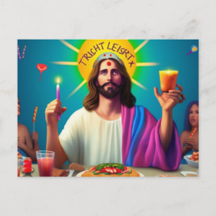 カラフルでユーモアのあるイエス誕生日 ポストカード