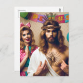 カラフルでユーモアのある楽しいイエスの誕生日 ポストカード (正面/裏面)