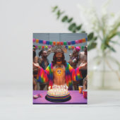 カラフルでユーモアのある楽しいイエスの誕生日 ポストカード (スタンド正面)