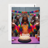 カラフルでユーモアのある楽しいイエスの誕生日 ポストカード (正面/裏面)