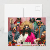 カラフルでユーモアのある Jesus の誕生日パンクロック ポストカード (正面/裏面)