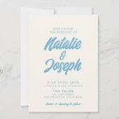 カラフルでレトロなミニマルで明るく楽しいモダンウェディング 招待状 (正面)