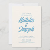 カラフルでレトロな明るいモダンなオールインワンの結婚式 招待状 (正面)