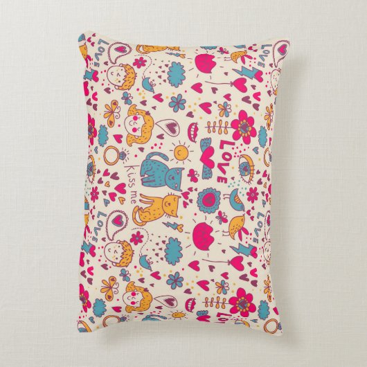 カラフルでロマンチックなパターン アクセントクッション (裏面(縦))