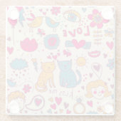 カラフルでロマンチックなパターン ガラスコースター (裏面)