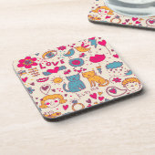 カラフルでロマンチックなパターン コースター (左側)