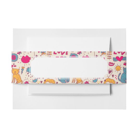 カラフルでロマンチックなパターン 招待状ベリーバンド (正面例)