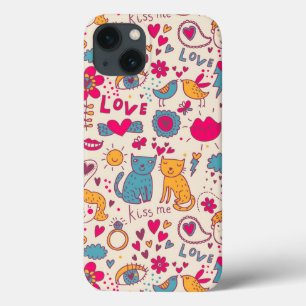 カラフルでロマンチックなパターン iPhone 13ケース