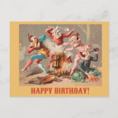 カラフルでヴィンテージなピエロの誕生日 ポストカード (正面)