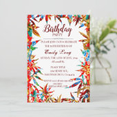 カラフルで中国ので幸運な雲のドラゴンの誕生日 招待状 (スタンド正面)