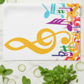 カラフルで乱雑な音符 キッチンタオル (折り畳み)