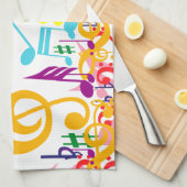 カラフルで乱雑な音符 キッチンタオル (四つ折り)