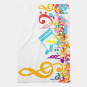 カラフルで乱雑な音符 キッチンタオル (縦)
