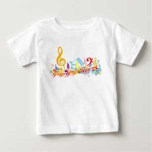 カラフルで乱雑な音符 ベビーTシャツ