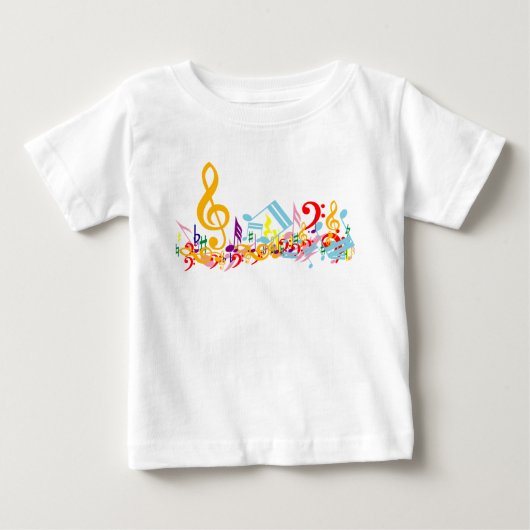 カラフルで乱雑な音符 ベビーTシャツ (正面)