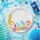 カラフルで乱雑な音符 ペーパープレート (パーティー)