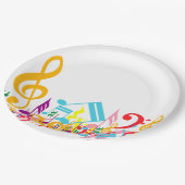 カラフルで乱雑な音符 ペーパープレート (アングル)
