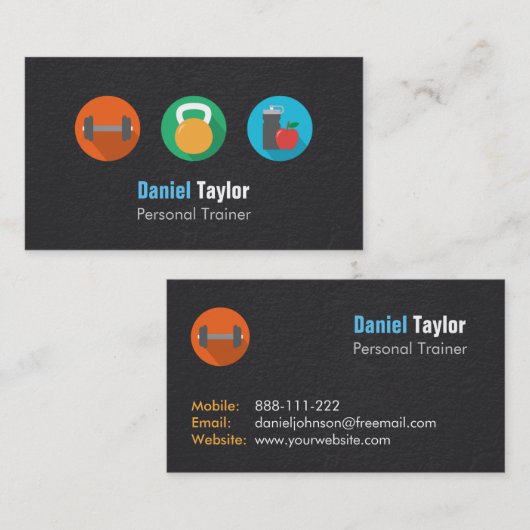 カラフルで個人的なフィットネスのトレーナーの名刺 名刺 (正面/裏面)
