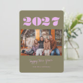 カラフルで個性的なボヘミアンオリーブ2枚の写真 2026年新年 シーズンカード (スタンド正面)