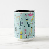 カラフルで個性的な猫のパターン マグカップ (中央)
