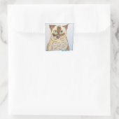 カラフルで個性的な猫の肖像画 スクエアシール (バッグ)