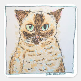 カラフルで個性的な猫の肖像画 スクエアシール
