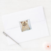 カラフルで個性的な猫の肖像画 スクエアシール (封筒)