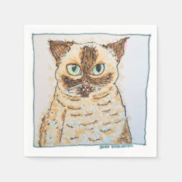 カラフルで個性的な猫の肖像画 スタンダードカクテルナプキン