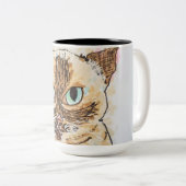 カラフルで個性的な猫の肖像画 ツートーンマグカップ (正面右)