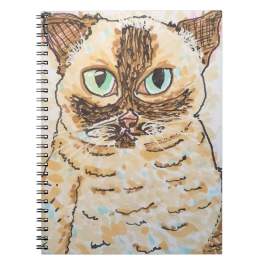 カラフルで個性的な猫の肖像画 ノートブック (正面)