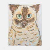 カラフルで個性的な猫の肖像画 フリースブランケット (正面)