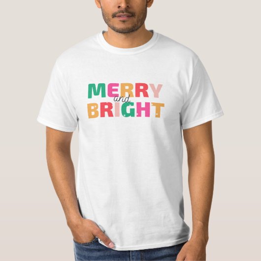 カラフルで元気な大胆なクリスマス Tシャツ (正面)