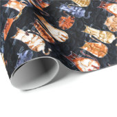 カラフルで写実的な猫 ラッピングペーパー (ロールコーナー)