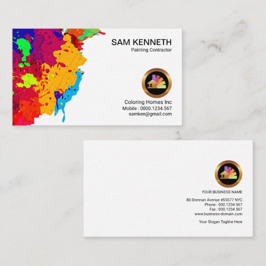 カラフルで創造的なペンキの(ばちゃばちゃ)跳ねるの皮のペンキ 名刺 (正面/裏面)